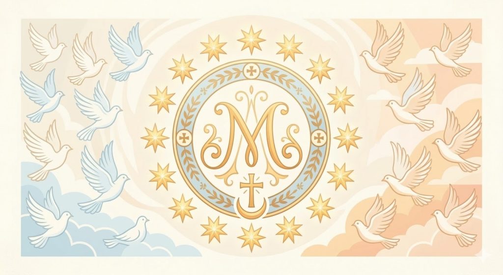 Grande Novena all'Immacolata Concezione - una corona di dodici stelle che circonda il monogramma di Maria (AM)